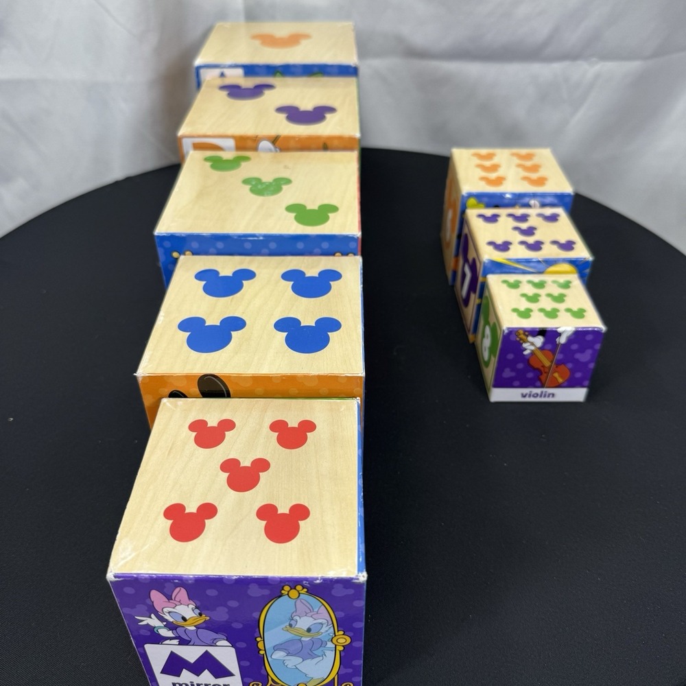 Mickey Mouse Stackable Decoupage‎ Cubes Nesting Boxes Set Of 8